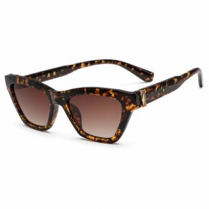Women’s Tortoise Pattern Sunglasses – Brown & Black Square Cat-Eye Eyewear
