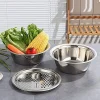 3-in-1 Stainless Steel Kitchen Basin with Grater, Vegetable Cutter & Drain Basket