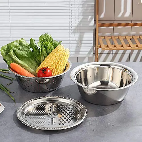 3-in-1 Stainless Steel Kitchen Basin with Grater, Vegetable Cutter & Drain Basket
