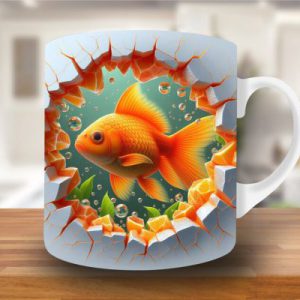 3D Goldfish Ceramic Mug – Premium Coffee Cup with Aquatic Design