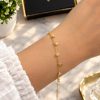 Anti-tarnish Golden Crescent Moon, Star, and Crystal Charm Bracelet (1)