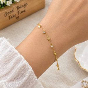 Anti-tarnish Golden Star and Crystal Bracelet (1)