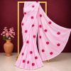Exclusive Baby Pink Cotton Embroidered Saree