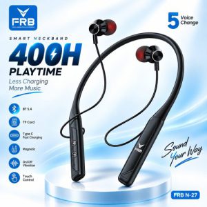 FRB N-27 Wireless Neckband Earphone – Bluetooth 5.4 with TF Card & Type-C (1)