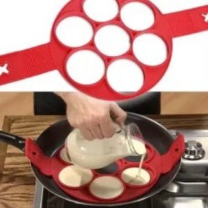 Magic Flip’n’Cook 7-Hole Silicone Pancake Maker – Non-Stick Egg Ring & Flip Cooker Mould