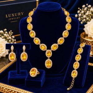 Party Oval Topaz Stone Jewelry Set