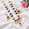 Premium Traditional Black & Pearl Long Rani Haar Necklace Set with Earrings