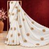 Pristine-Off-White-Organza-Saree-with-Golden-Zari-Floral-Embroidery