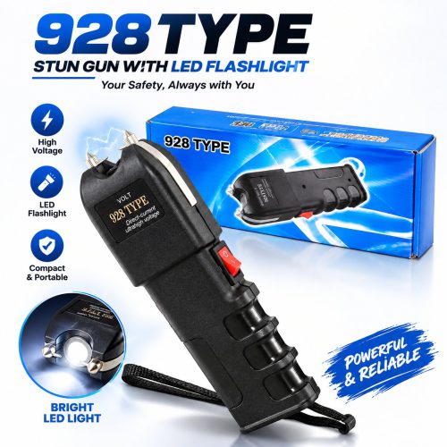Self Defence Stun Gun 928 – Rechargeable High Voltage Stun Torch with Flashlight